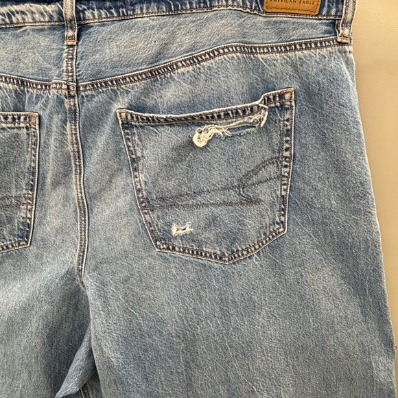 AE Dreamy Drape Super High-Rise Ultra Wide-Leg Jeans Distressed 5 Pocket Sz 20 - Picture 10 of 13